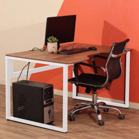 Столешница с вырезом 1300x850x18, ЛДСП Дуб табачный крафт / Металлокаркас Белый