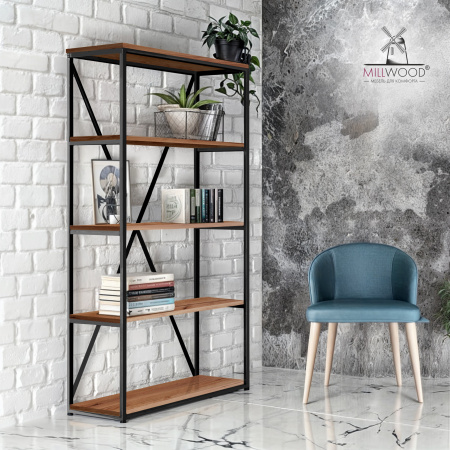 Стеллаж Лофт СН-1, ЛДСП Дуб табачный крафт / Металлокаркас Черный