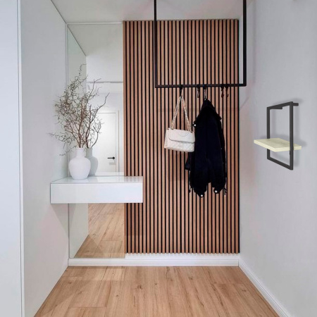 Полка навесная каркасная 300x150x300, ЛДСП Дуб белый крафт / Металлокаркас Графит