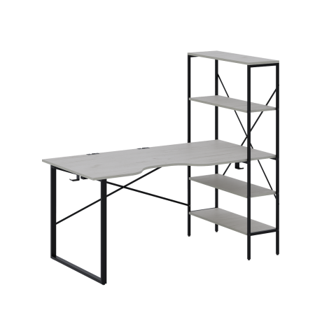 Стол компьютерный Бостон (1600х800), ЛДСП Дуб белый крафт \ Металлокаркас Черный