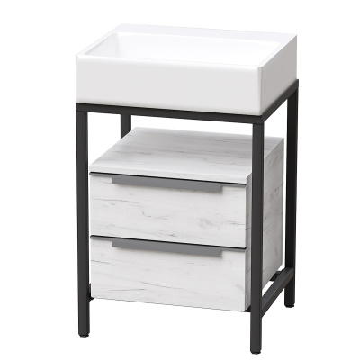 Тумба под умывальник Венеция 1, ЛДСП Дуб белый крафт / Металлокаркас Черный Тумба под умывальник Венеция 1, ЛДСП Дуб белый крафт / Металлокаркас Черный