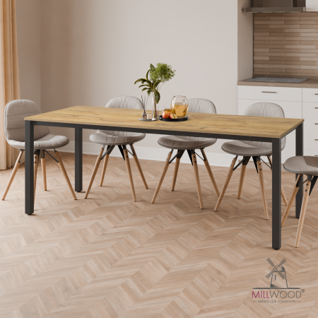 Стол Сеул (1800х800), ЛДСП Дуб золотой крафт \ Металлокаркас Черный