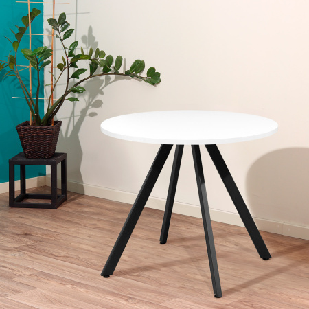 Стол Олесунн (D800), ЛДСП Белый / Металлокаркас Черный