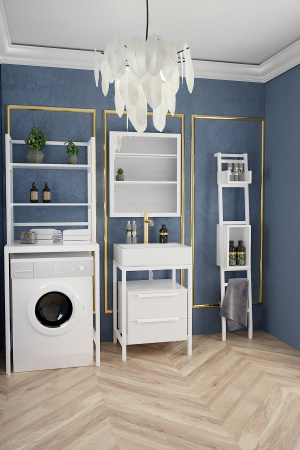 Стеллаж наклонный Венеция 2, ЛДСП Белый / Металлокаркас Белый