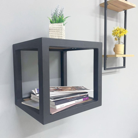 Полка Лофт 6 Венеция, ЛДСП Дуб табачный крафт / Металлокаркас Графит