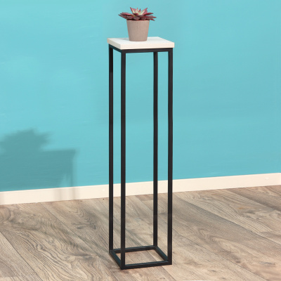 Подставка декоративная 210x210x900, ЛДСП Дуб белый крафт / Металлокаркас Черный