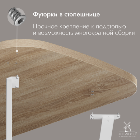 Стол Мюнхен (2000х1000), ЛДСП Дуб сонома \ Металлокаркас Белый 