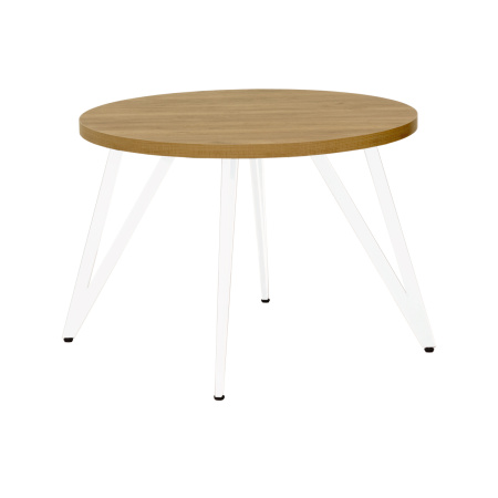 Стол Женева 2 (D1100), ЛДСП Дуб золотой крафт / Металлокаркас Белый