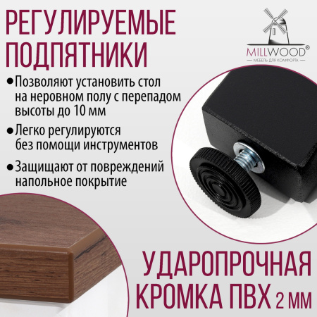Стол Шанхай (1000х700) 18мм, ЛДСП Дуб табачный крафт / Металлокаркас Графит Стол Шанхай (1000х700) 18мм, ЛДСП Дуб табачный крафт / Металлокаркас Графит