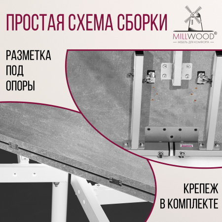 Стол-консоль Далис 2, ЛДСП Бетон / Металлокаркас Белый Стол-консоль Далис 2, ЛДСП Бетон / Металлокаркас Белый