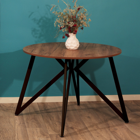 Стол Женева (D900) 18мм, ЛДСП Дуб табачный крафт / Металлокаркас Белый