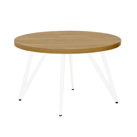 Стол Женева 2 (D1200) 36мм, ЛДСП Дуб золотой крафт / Металлокаркас Белый