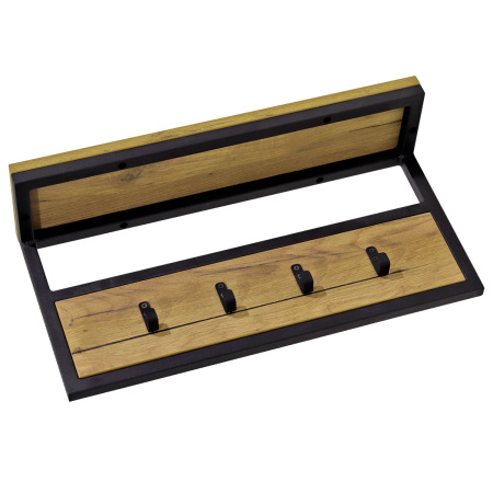 Вешалка для верхней одежды Сканди 3, ЛДСП Дуб золотой крафт / Металлокаркас Черный