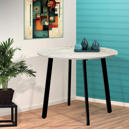 Стол Шанхай (D1000) 18мм, ЛДСП Дуб белый крафт / Металлокаркас Графит