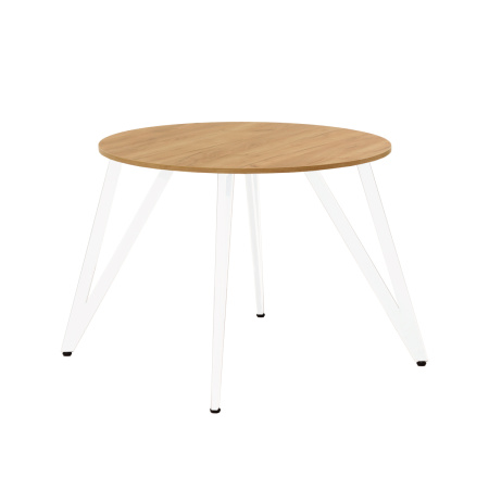 Стол Женева 2 (D900) 18мм, ЛДСП Дуб золотой крафт / Металлокаркас Белый