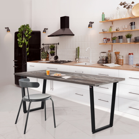 Стол Уэльс (1600х800), ЛДСП Сосна пасадена / Металлокаркас Черный