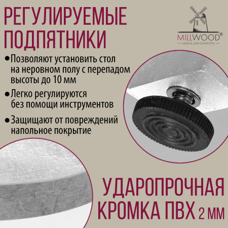 Стол раздвижной Женева 3 (D1000/1400х1000), ЛДСП Бетон / Металлокаркас Белый Стол раздвижной Женева 3 (D1000/1400х1000), ЛДСП Бетон / Металлокаркас Белый