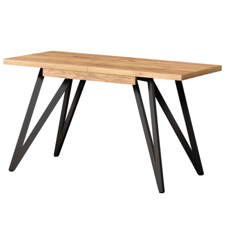 Стол раздвижной Женева 3 (1200/1600х800), ЛДСП Дуб золотой крафт / Металлокаркас Черный