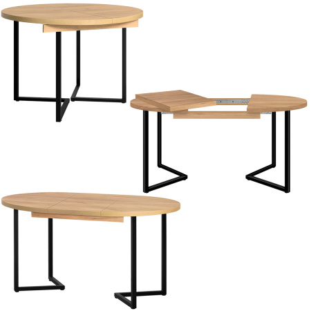 Стол раздвижной Лондон (D1000), ЛДСП Дуб золотой крафт / Металлокаркас Графит