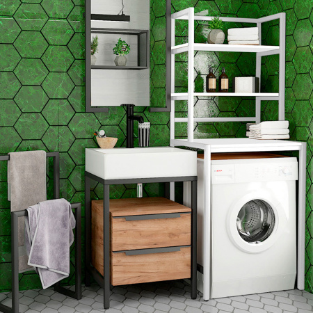 Стойка для стиральной машины Венеция 1, ЛДСП Белый / Металлокаркас Белый