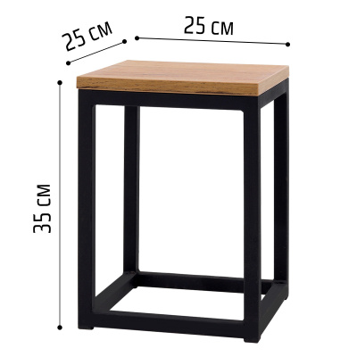 Подставка декоративная 250x250x350, ЛДСП Дуб золотой крафт / Металлокаркас Черный
