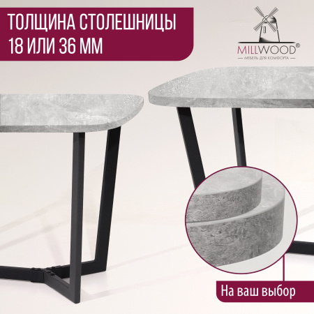 Столешница закругленная 1000х550х36, ЛДСП Бетон